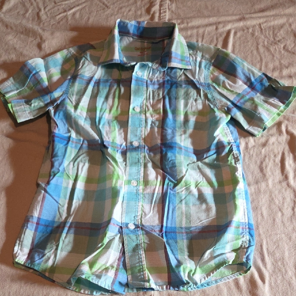 Cat & Jack Blue and Green Plaid Button Down Shirt